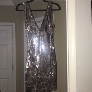Sequined silver Bebe dress